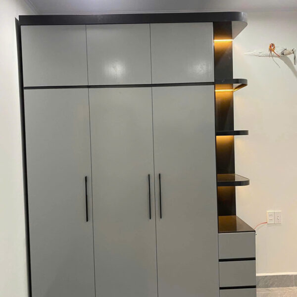 Tủ Nhựa Cao Cấp Xám Khung Đen Ecoplast S68