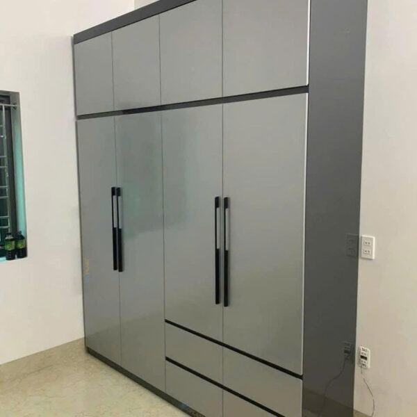 Tủ Nhựa Cao Cấp Xám Khung Đen Ecoplast S68