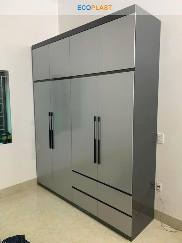 Tủ Nhựa Cao Cấp Xám Khung Đen Ecoplast S68