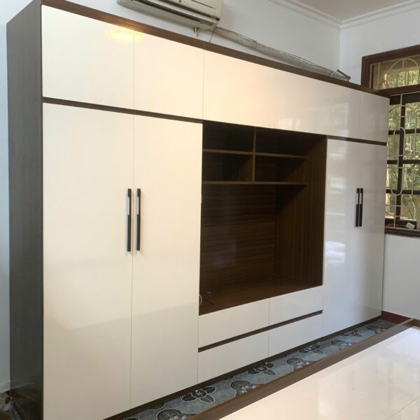 Tủ liền kệ tivi ecoplast cao cấp cánh trắng(S8 AT)