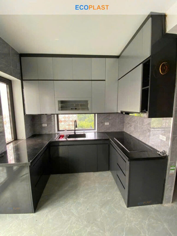 Tủ bếp ecoplast cao cấp xám titan(S6 S8)